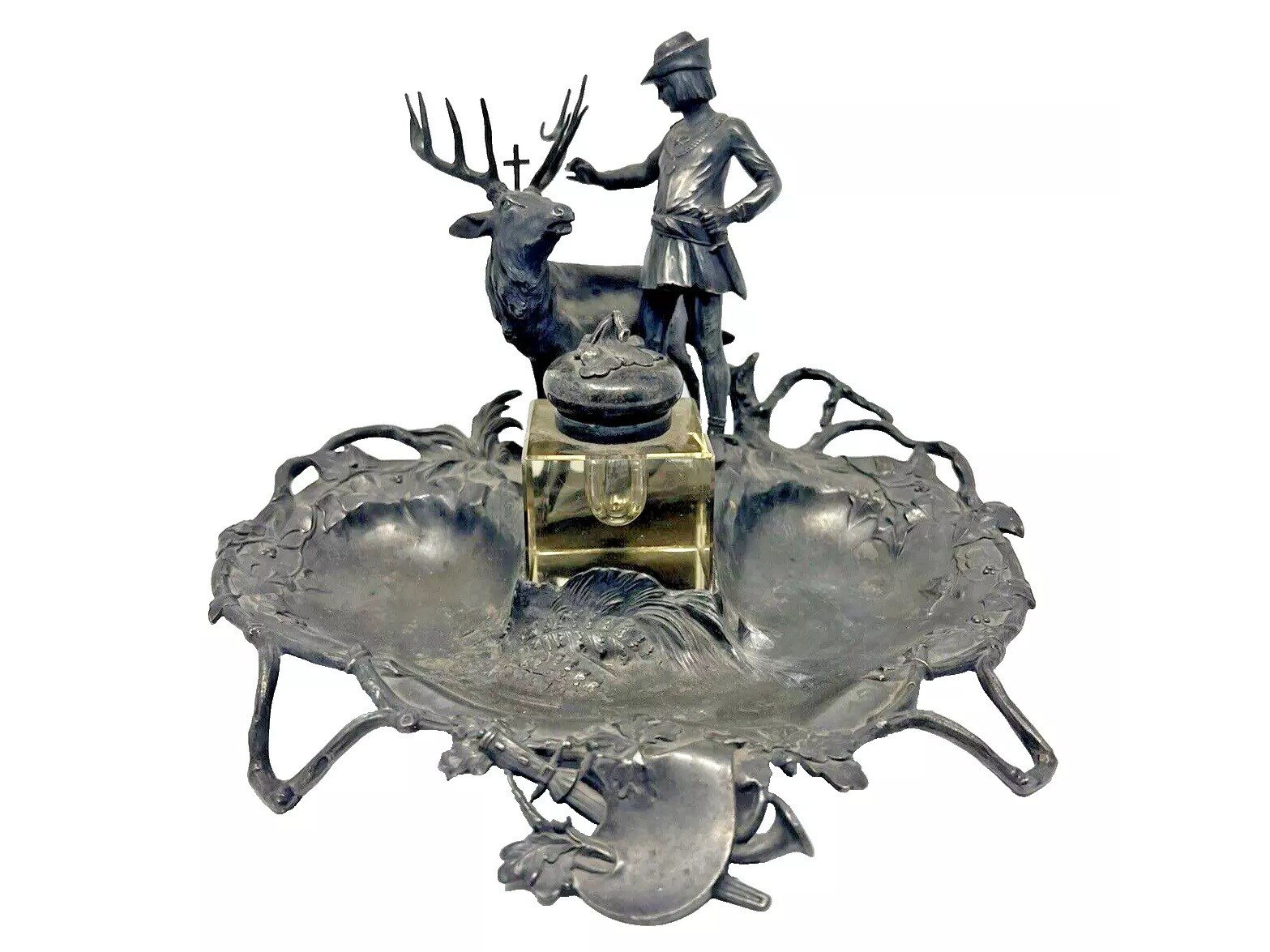 Hunter and Stag Inkstand