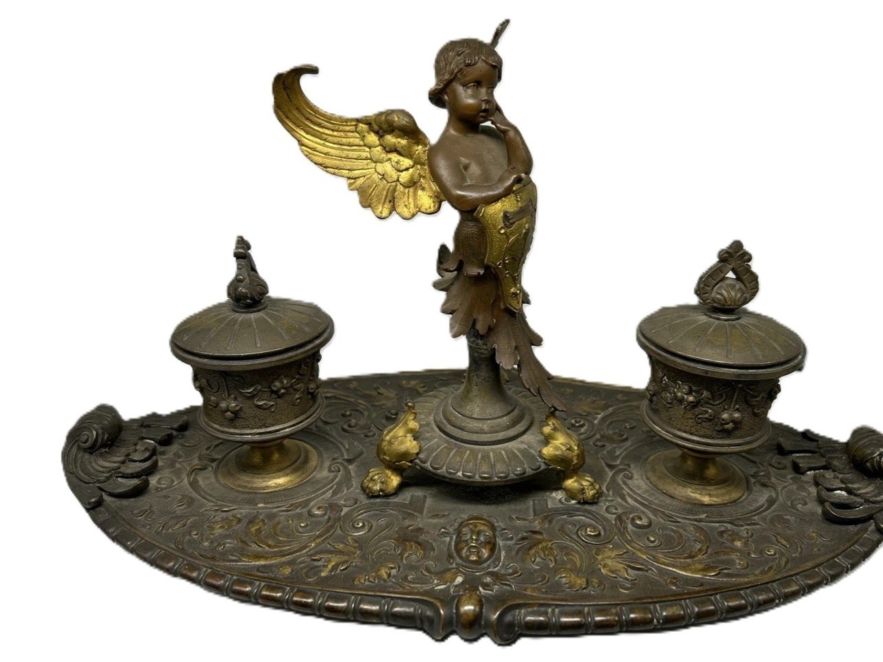 Angelic Double Brass Inkstand