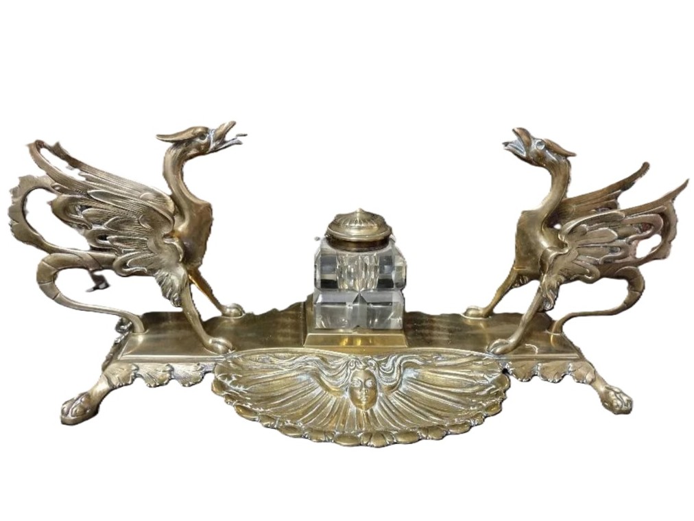 Brass Inkstand with Griffins