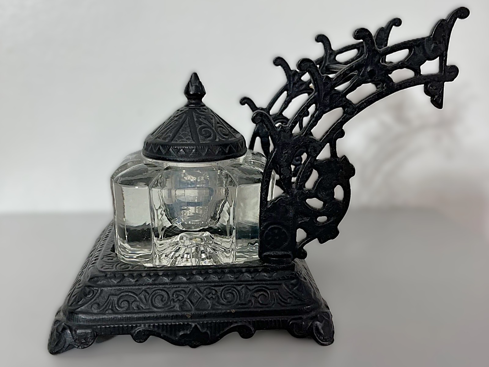 Cast Iron Inkstand with Pen Rack