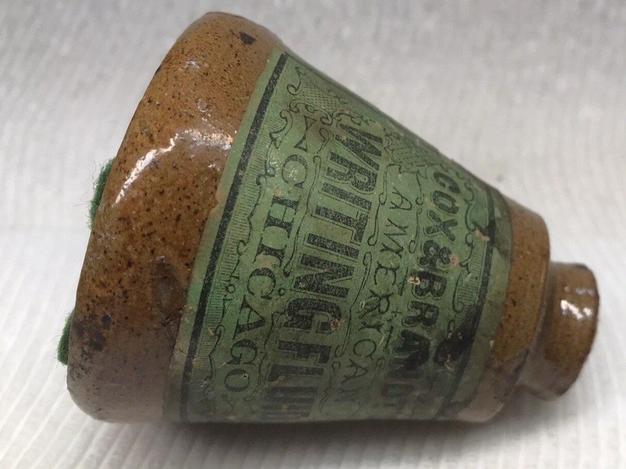 Stoneware Ink Bottle with Label