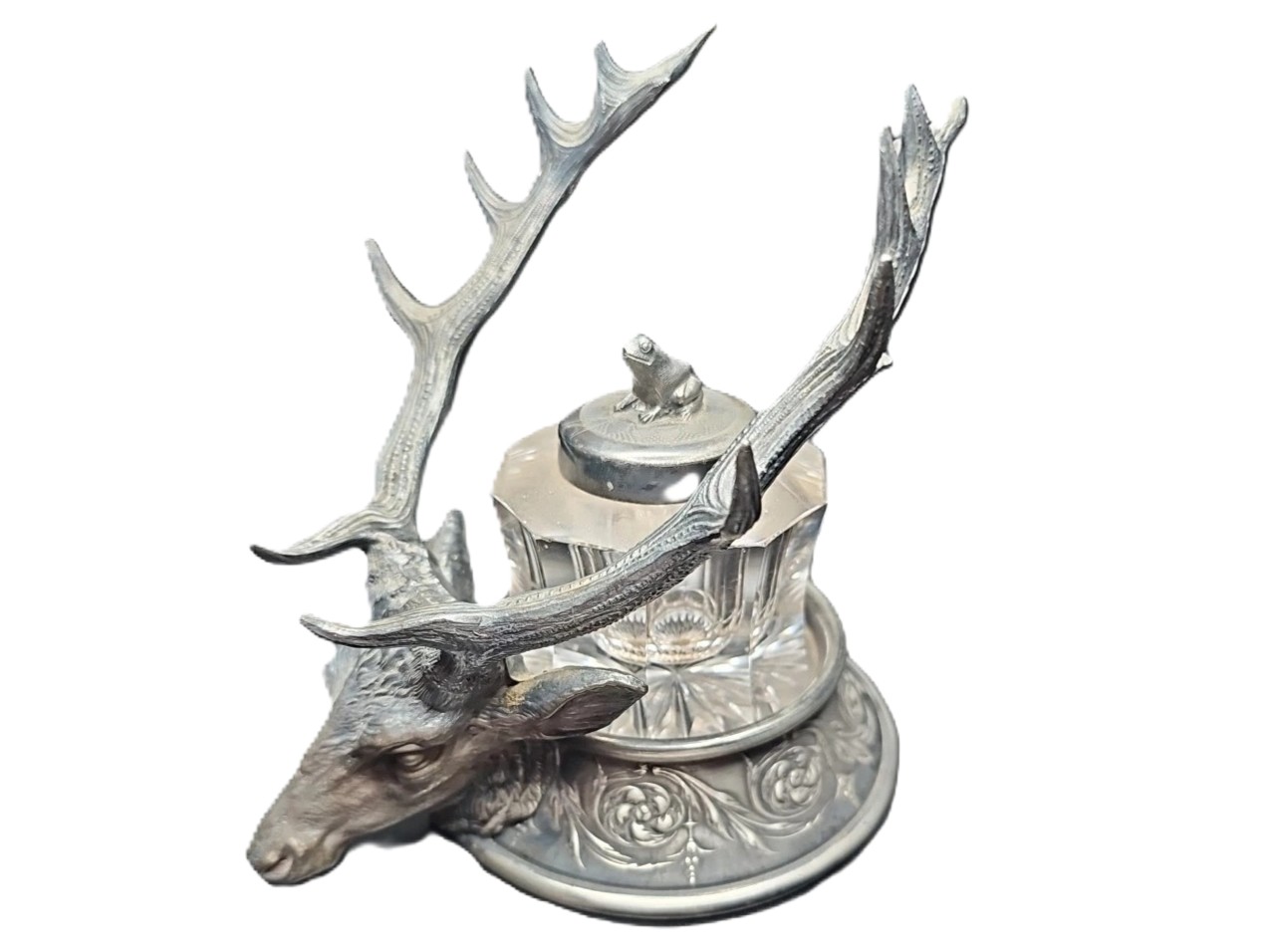 Silverplated Stag Inkstand