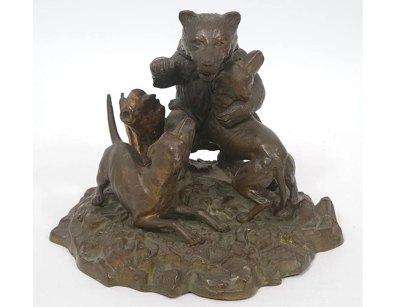 Bear vs Two Hunting Dogs