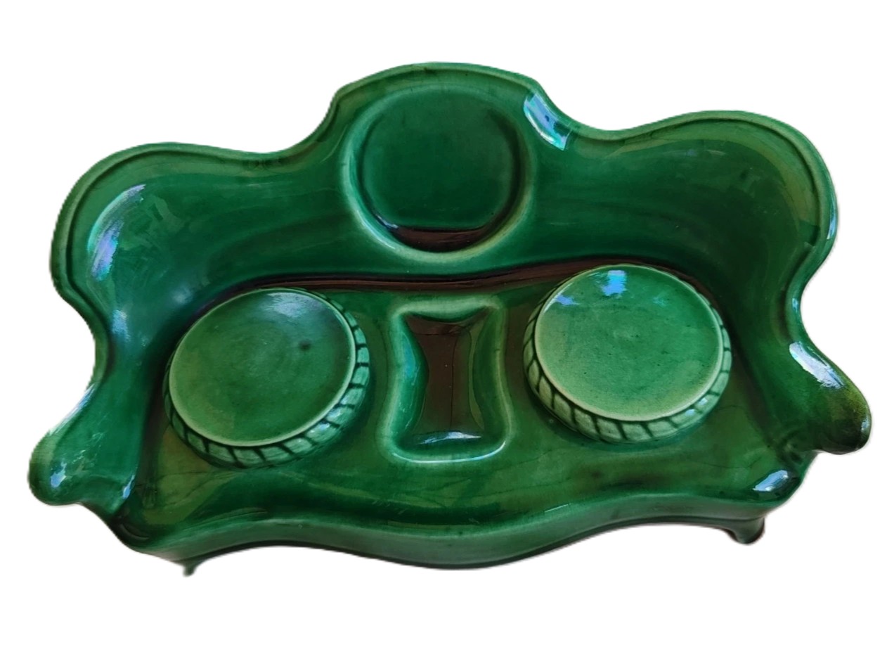 Sarreguemines Sofa-Shaped Double Inkstand