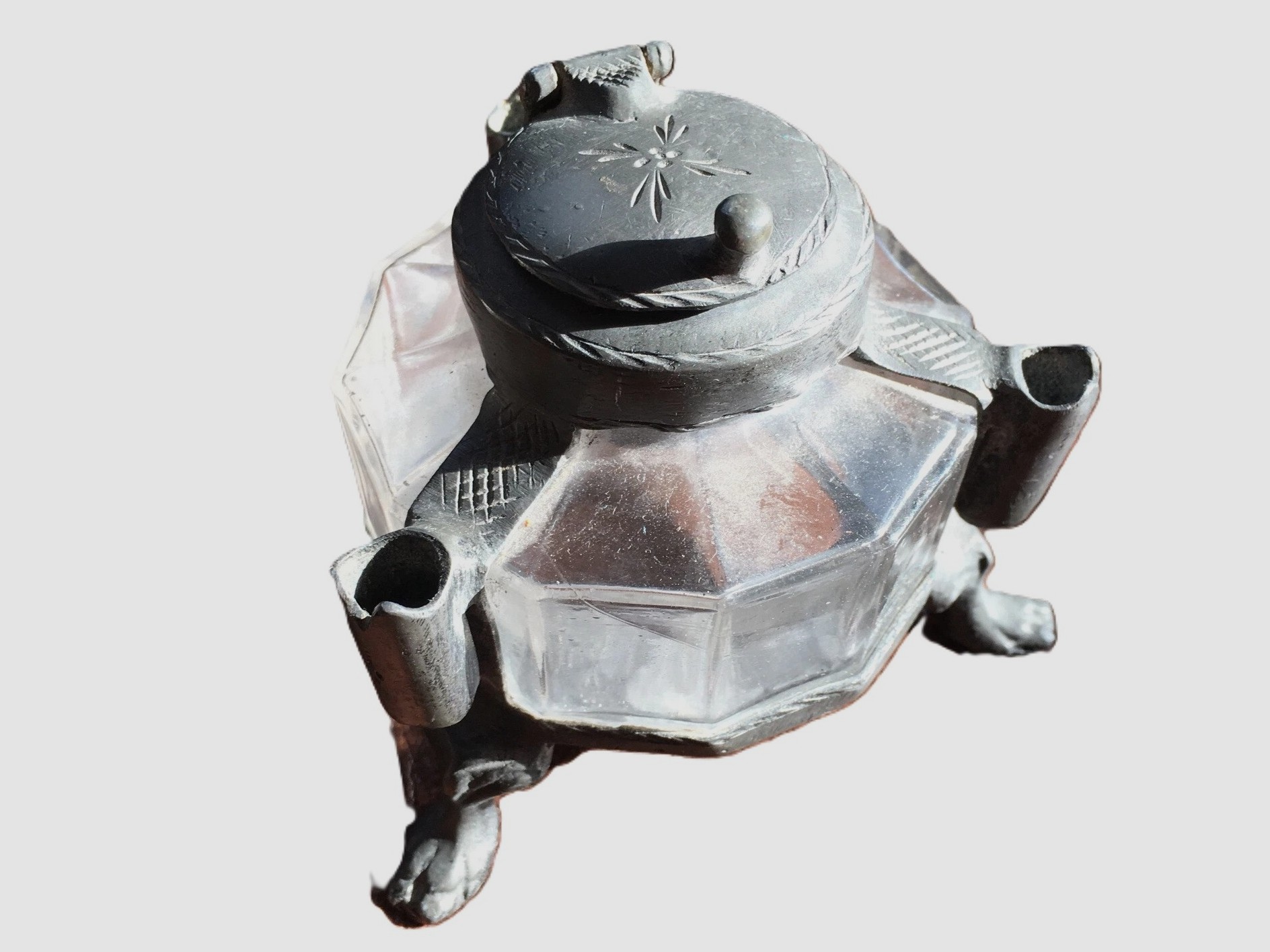 French Pewter Inkwell