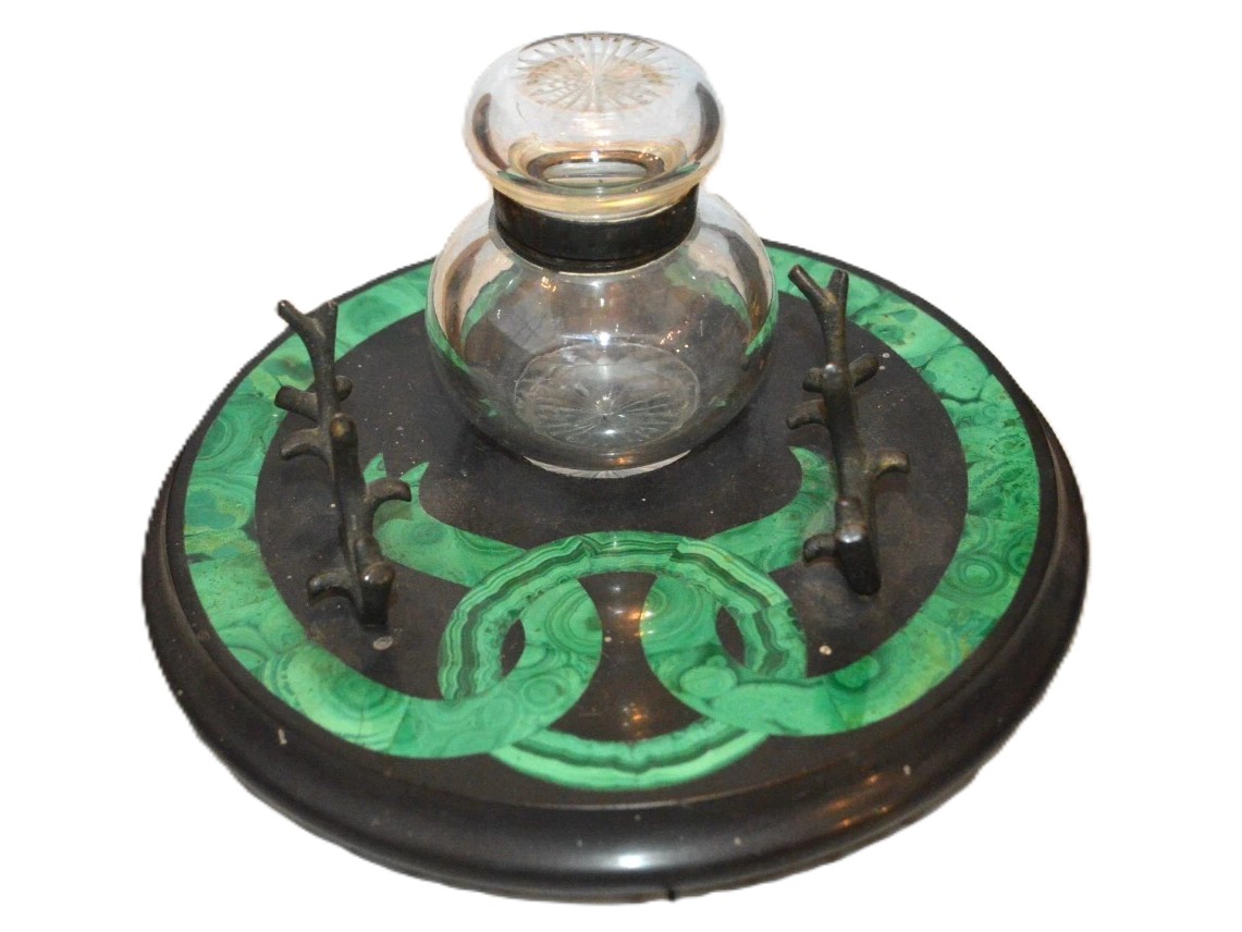 Marble and Malachite Inkstand