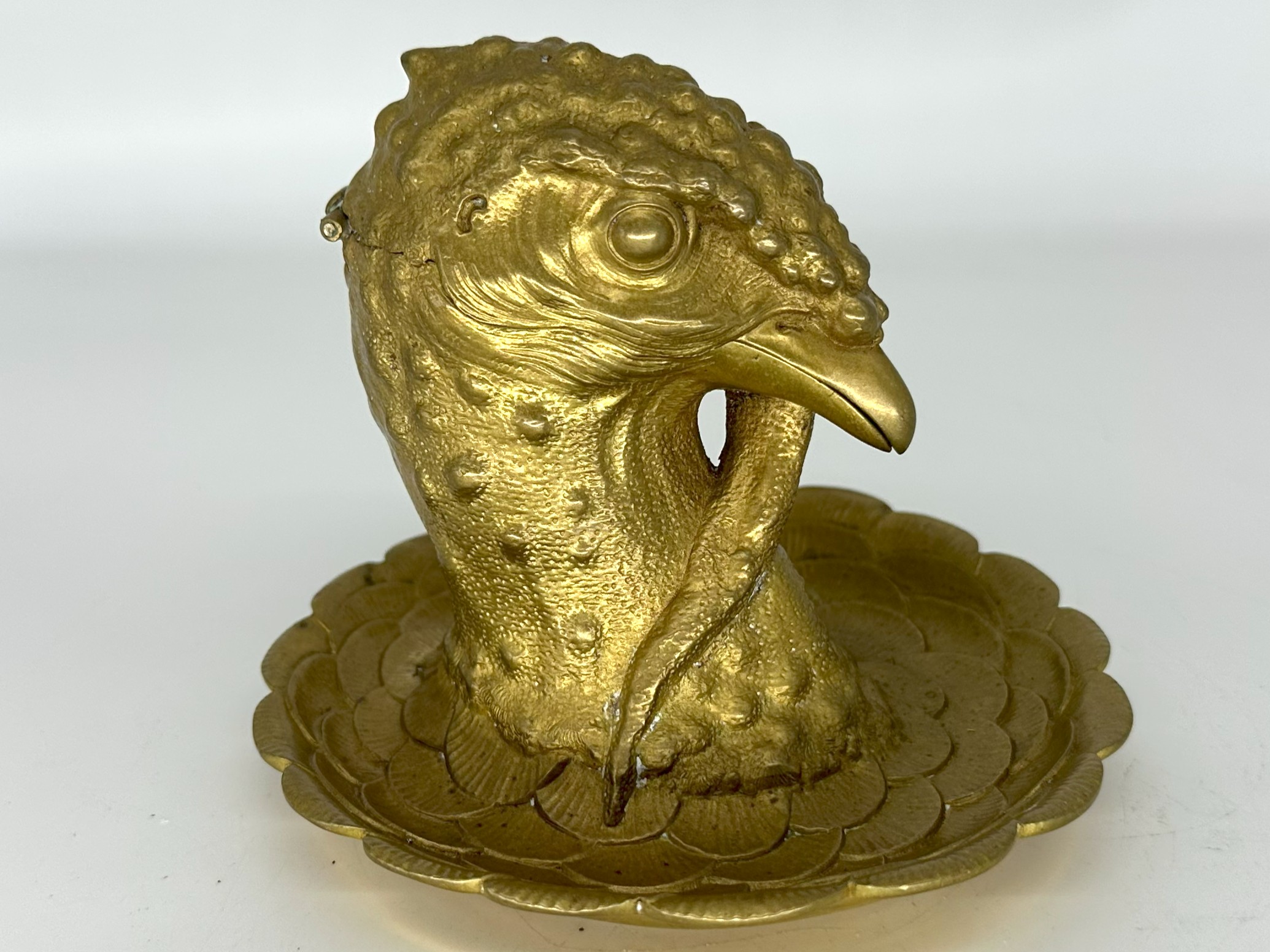 Figural Inkstand – Brass Turkey’s Head