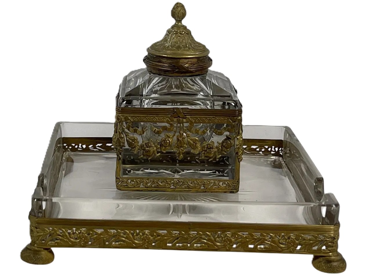Bronze and Glass Inkstand
