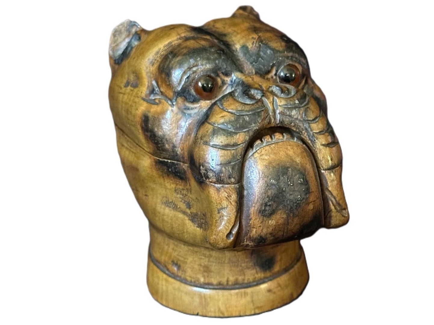 Black Forest Carved Dog’s Head Inkwell