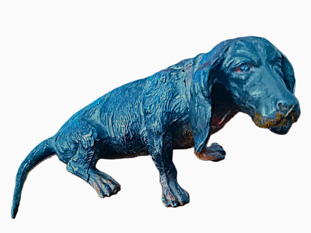 Cold Painted Spelter Figural Dog Inkwell