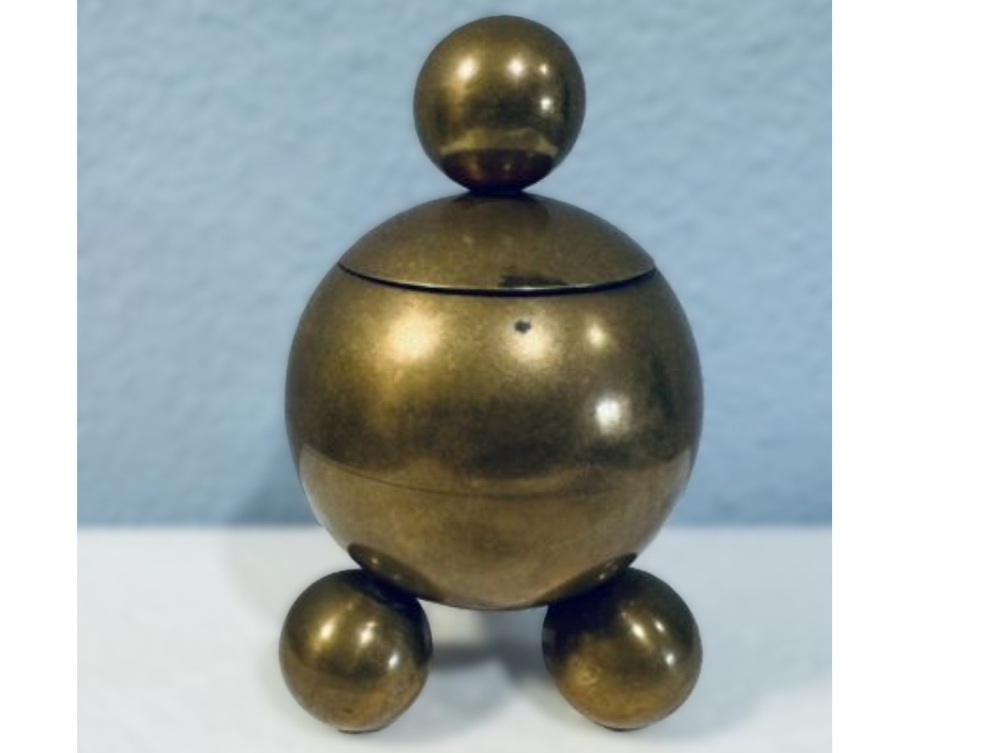 Spherical Brass Inkwell by Gusums Bruk