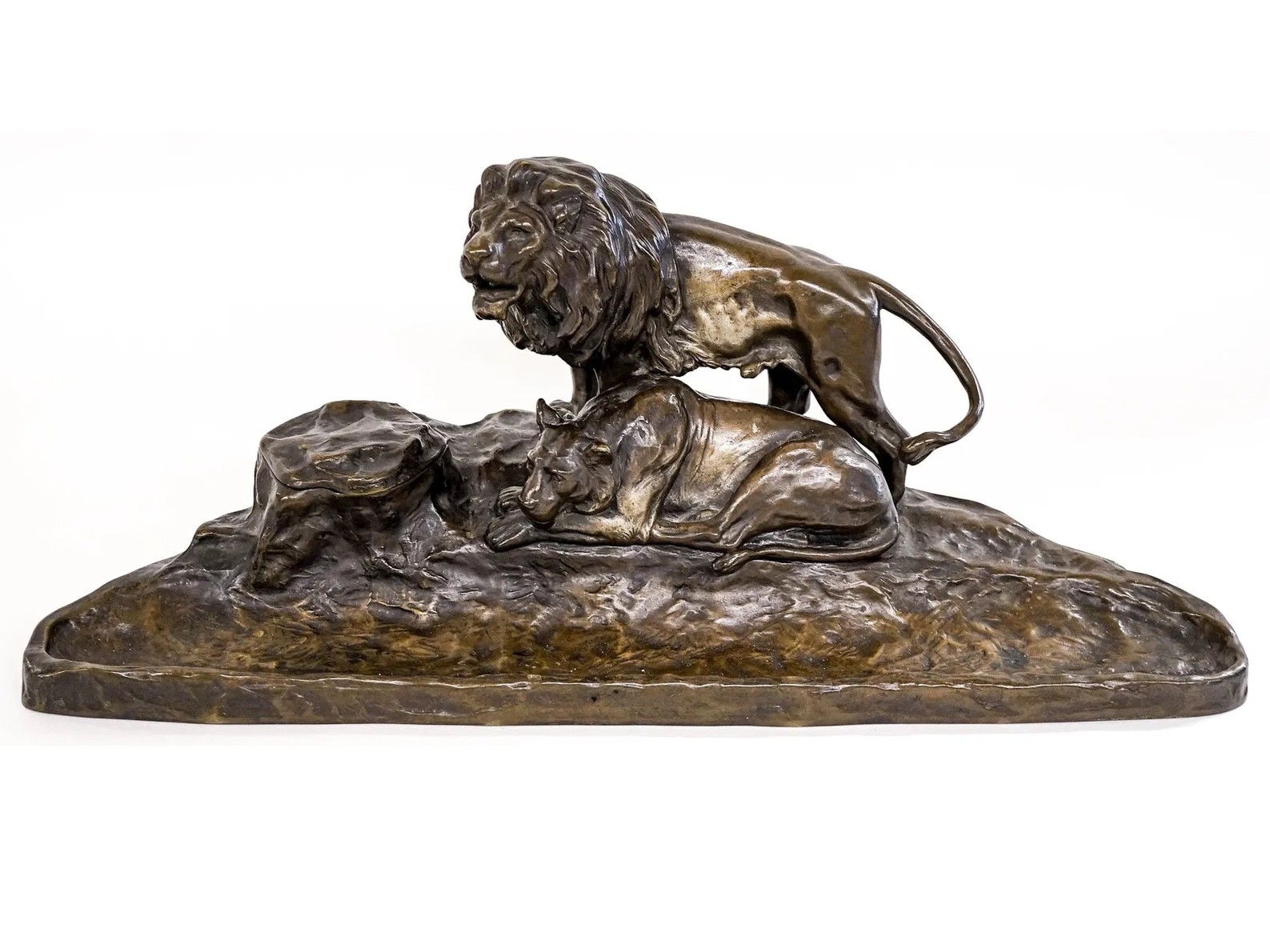 Bronze Inkstand: Lion and Lioness