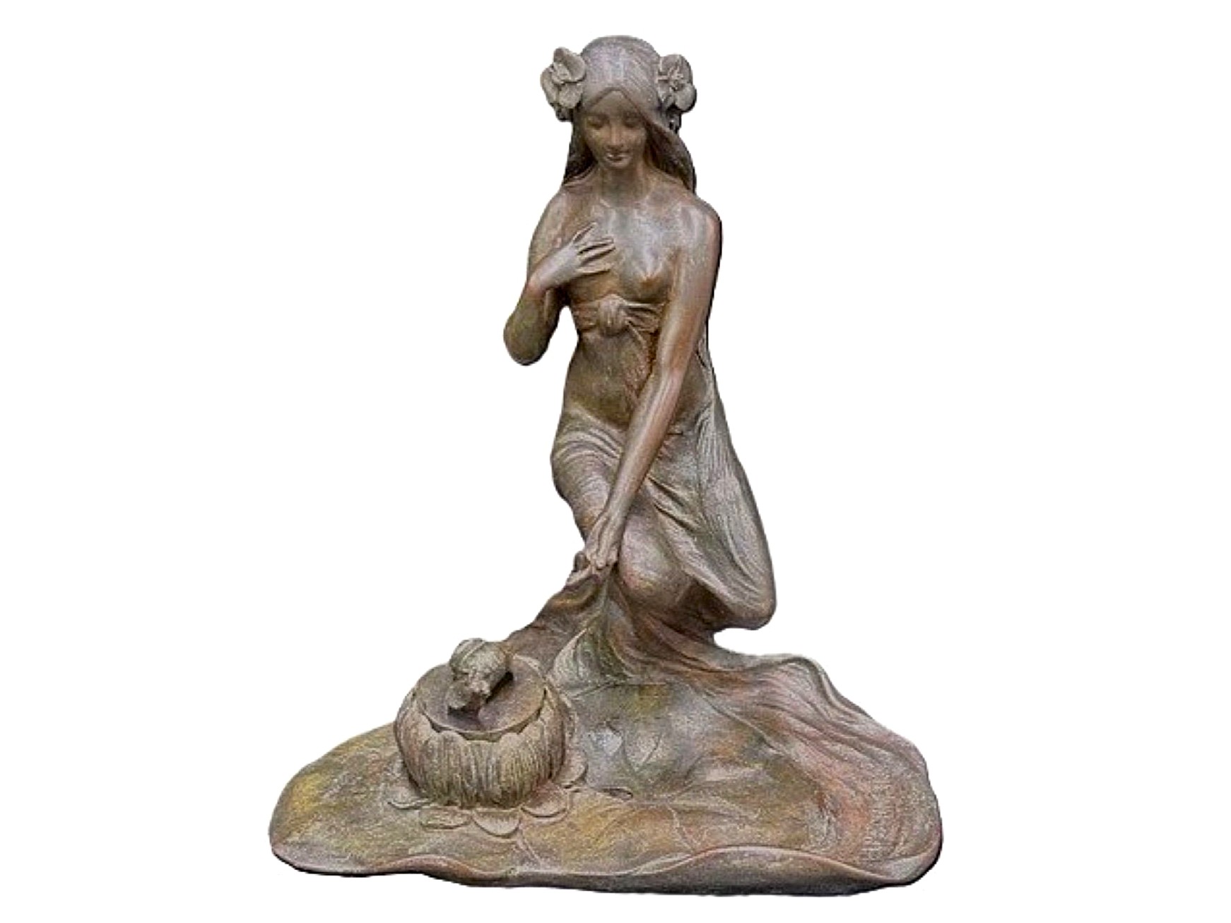 Water Nymph Bronze Inkstand