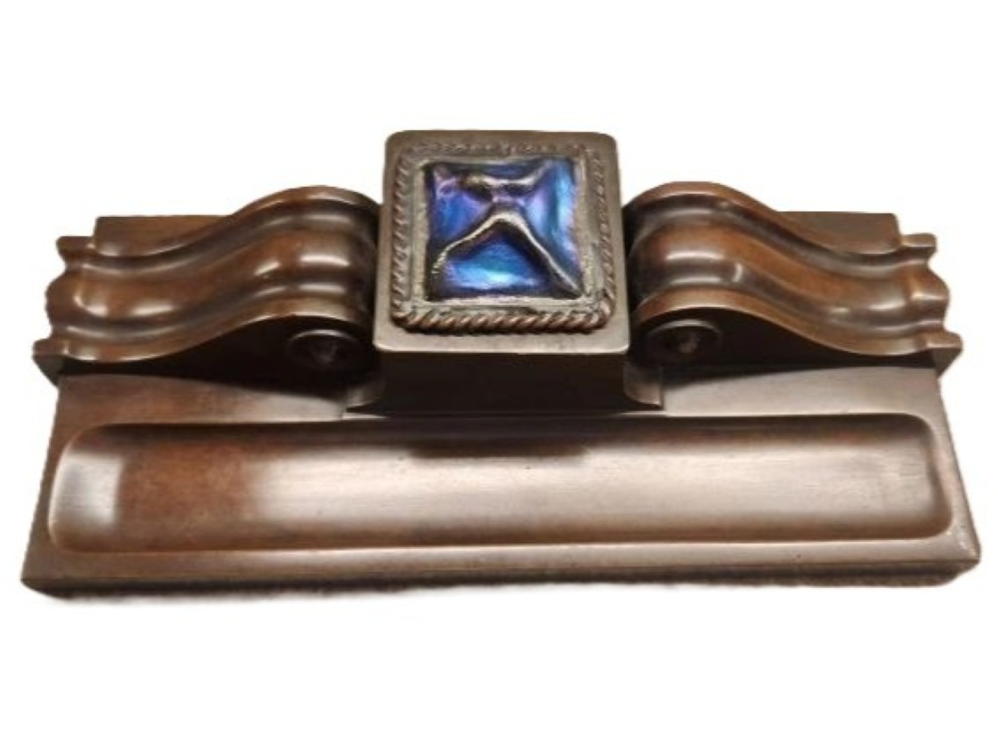 Tiffany & Co. Bronze Inkstand with Turtleback Tile (Model 822)