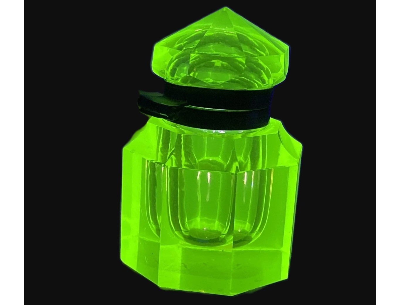 Vaseline Glass Inkwell