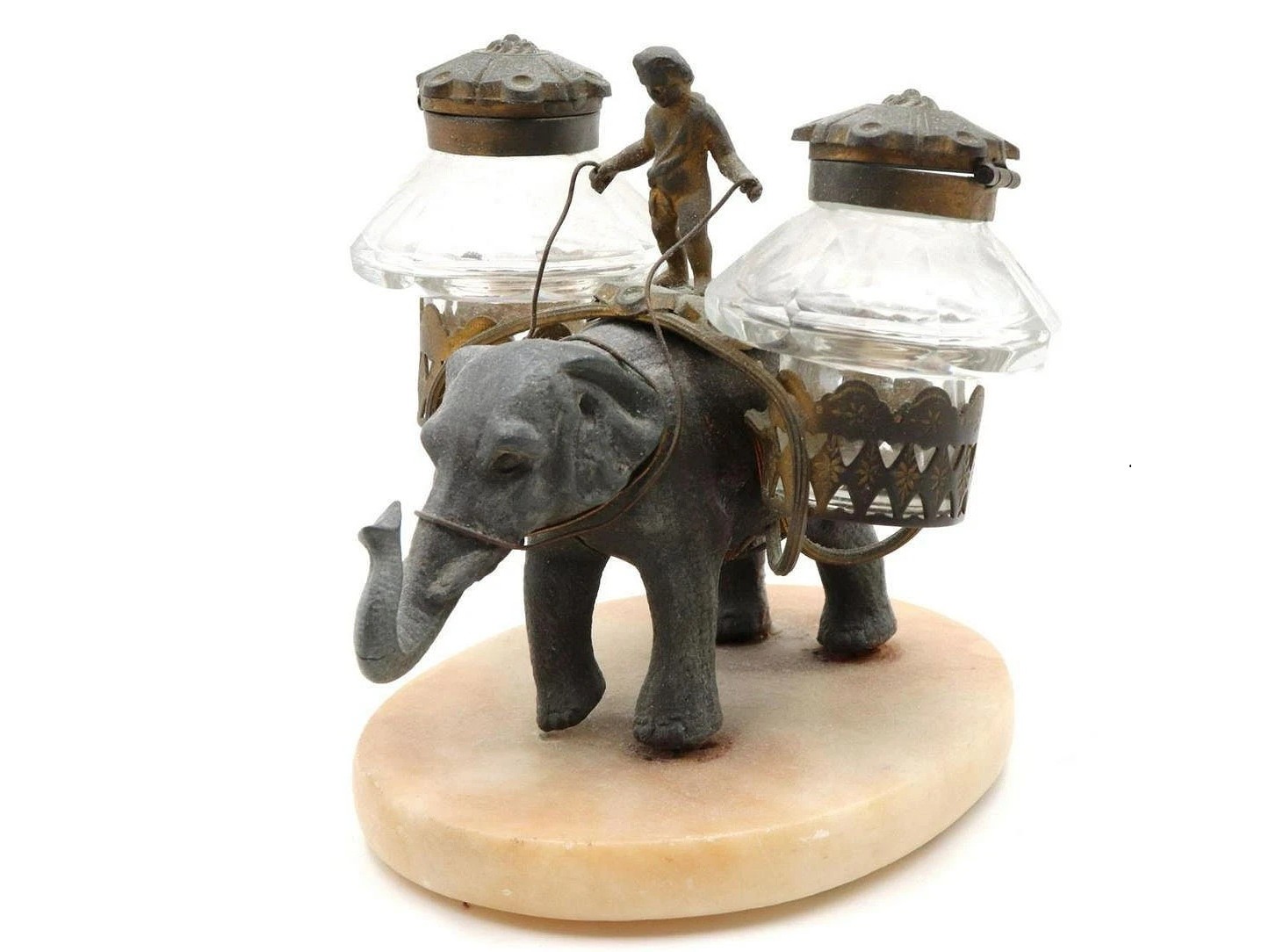 Riding Elephant Figural Inkstand