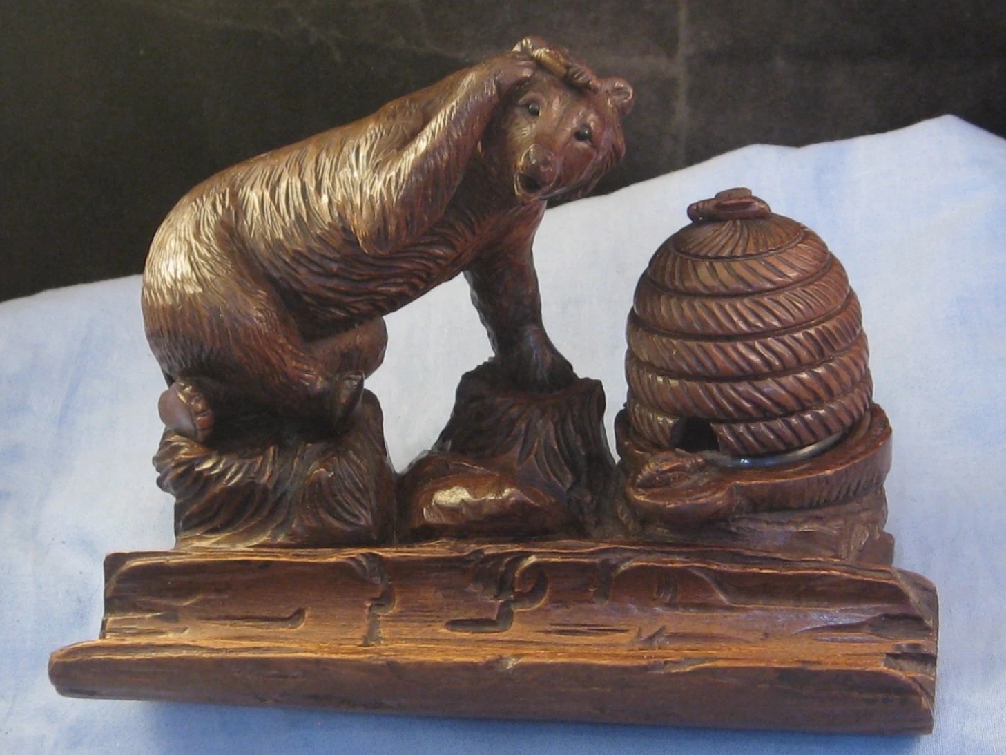 Black Forest Bear and Beehive Inkstand