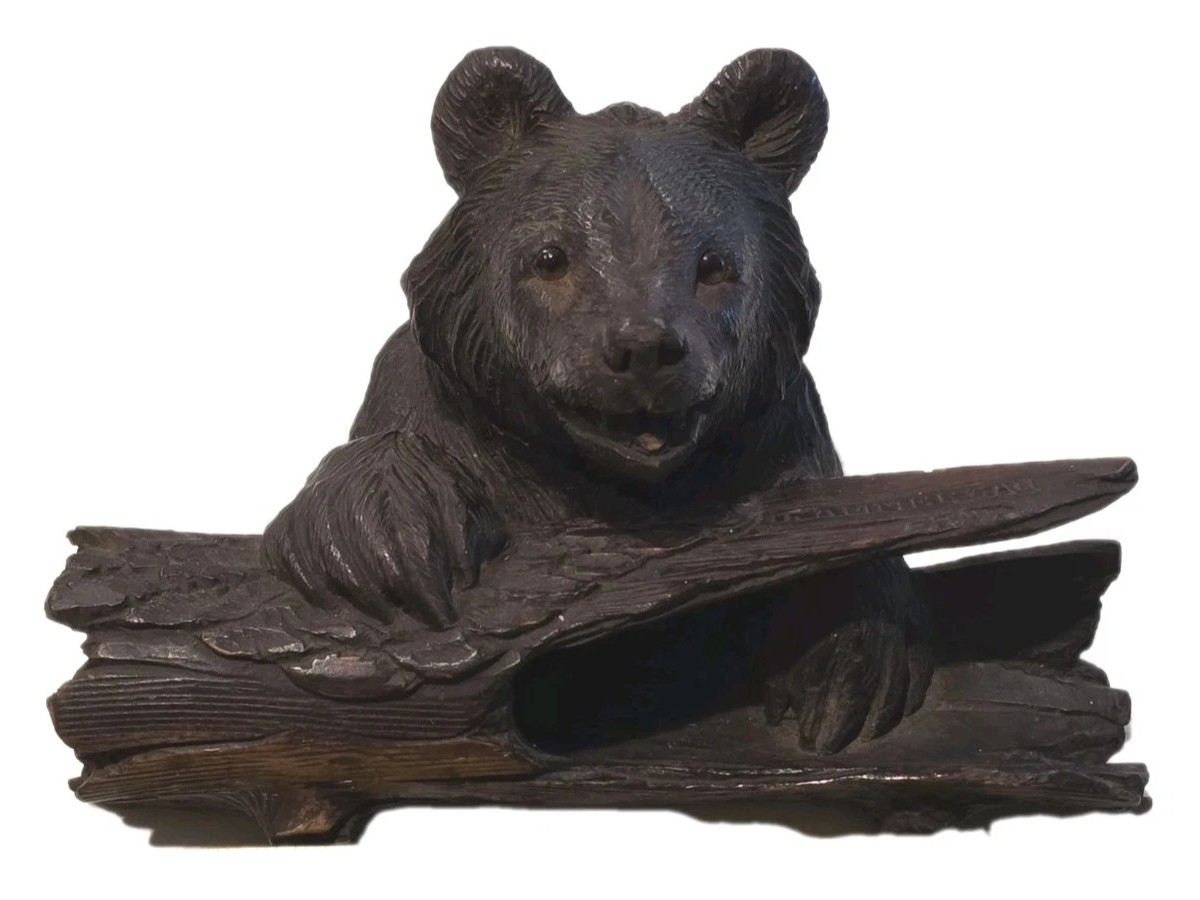 Black Forest Hand Carved Bear Inkstand