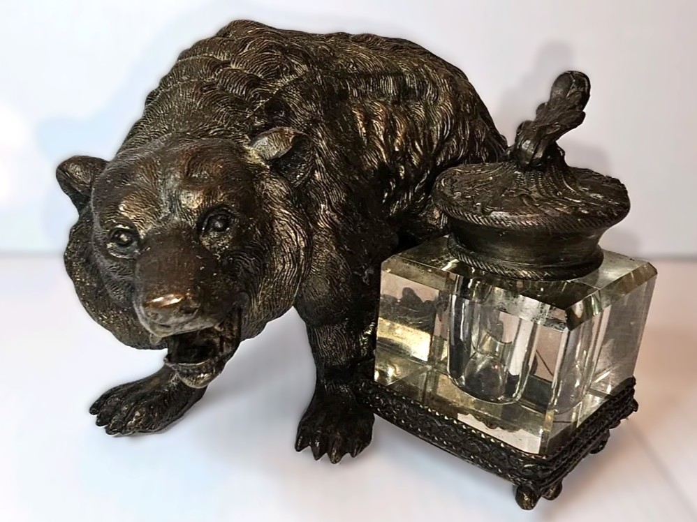 Bronze Bear Inkstand