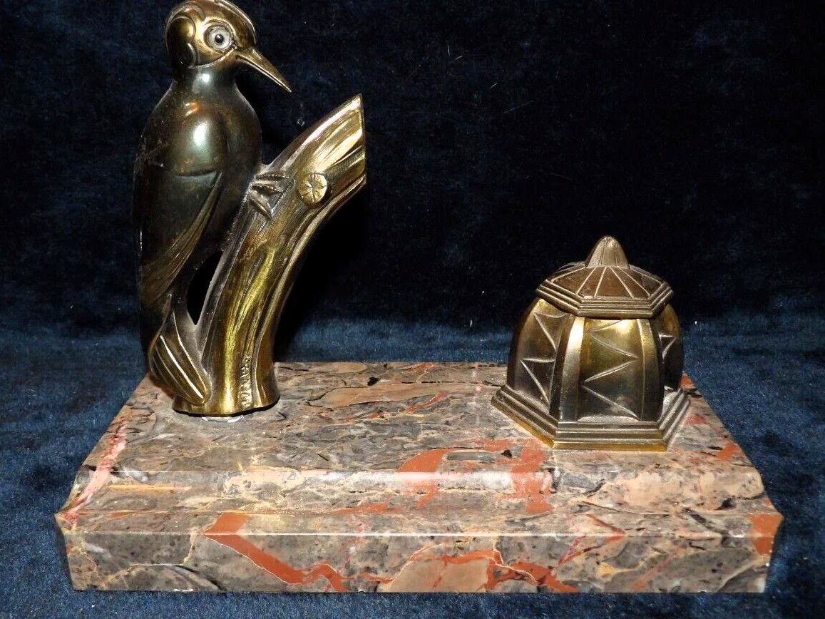 Art Deco Woodpecker Inkstand