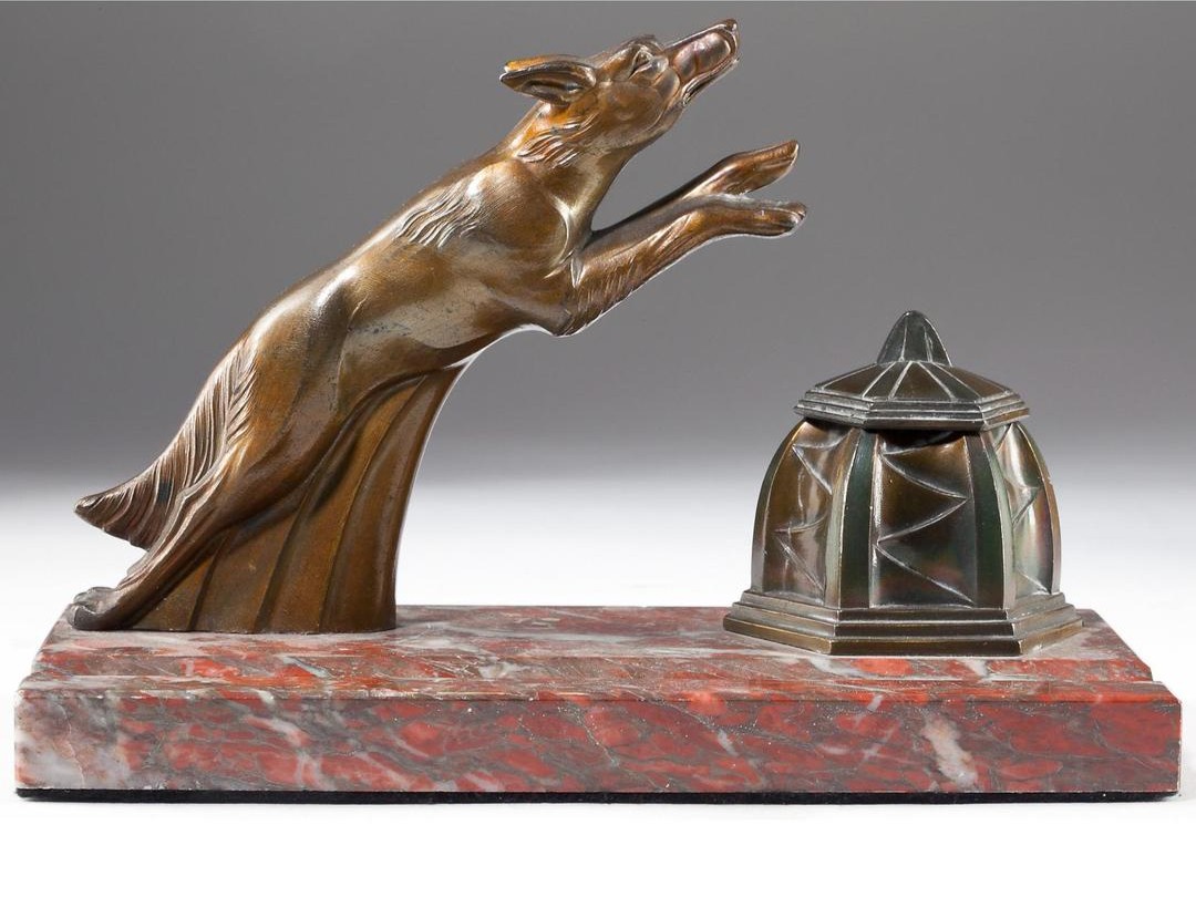 Art Deco Leaping Dog Inkstand (Franjou)