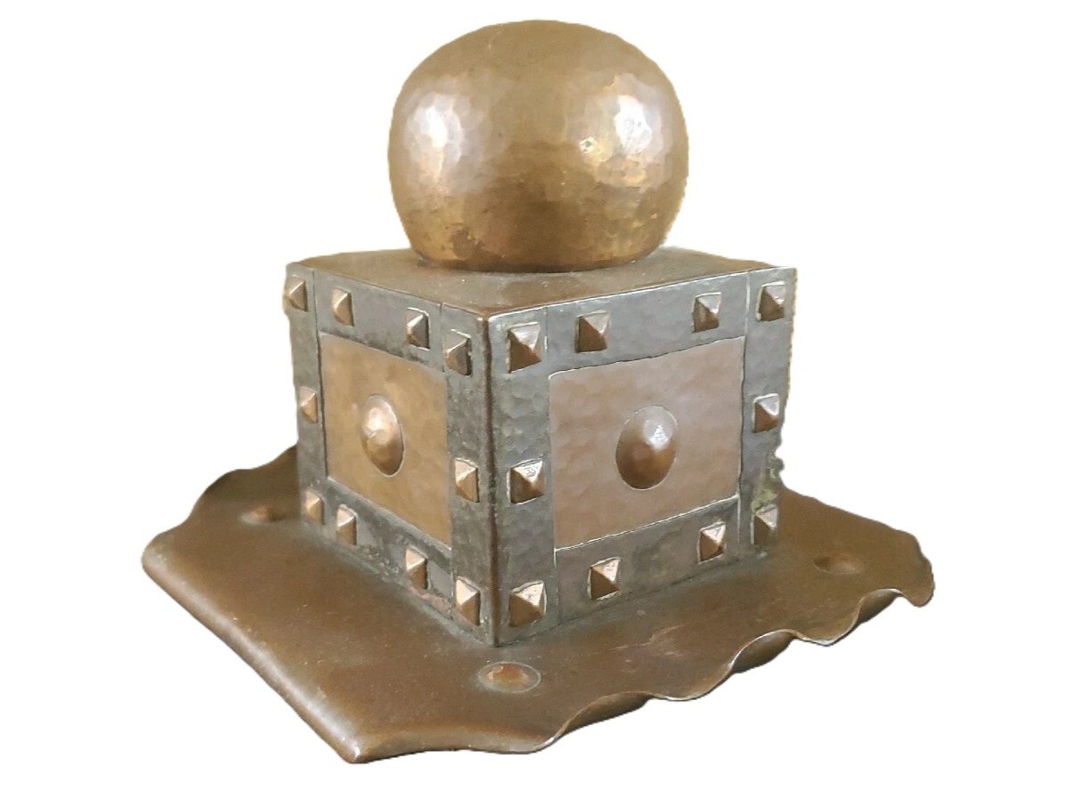 Arts & Crafts Copper and Brass Inkwell