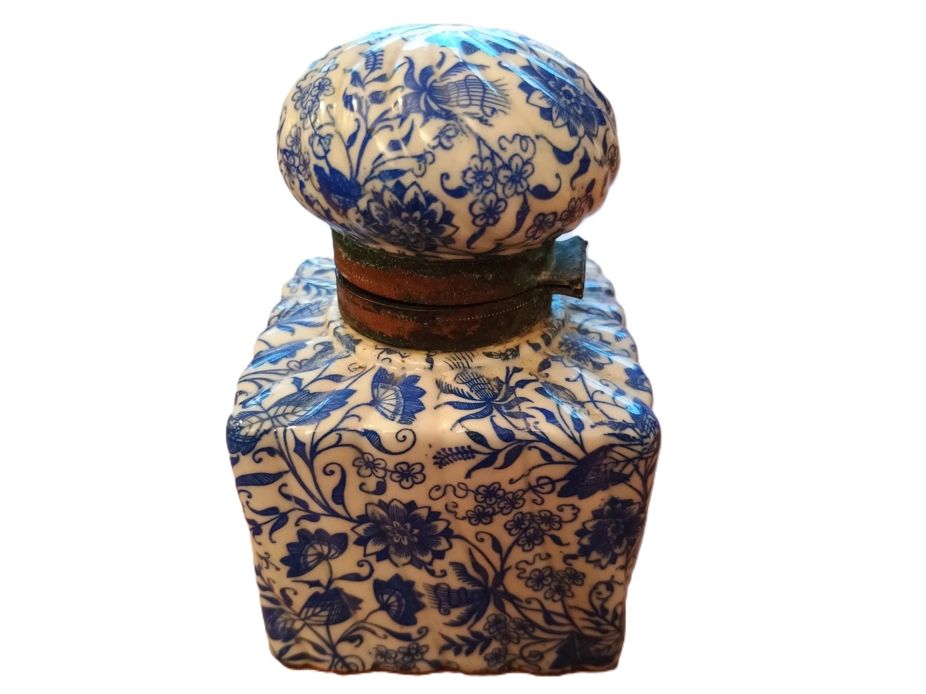 Blue Transferware Inkwell