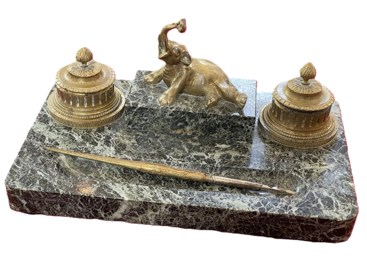 Marble Inkstand with Elephant
