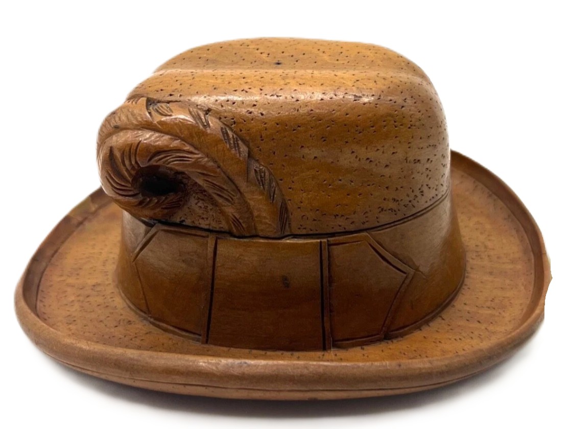 Hand-carved Wooden Hat Inkwell
