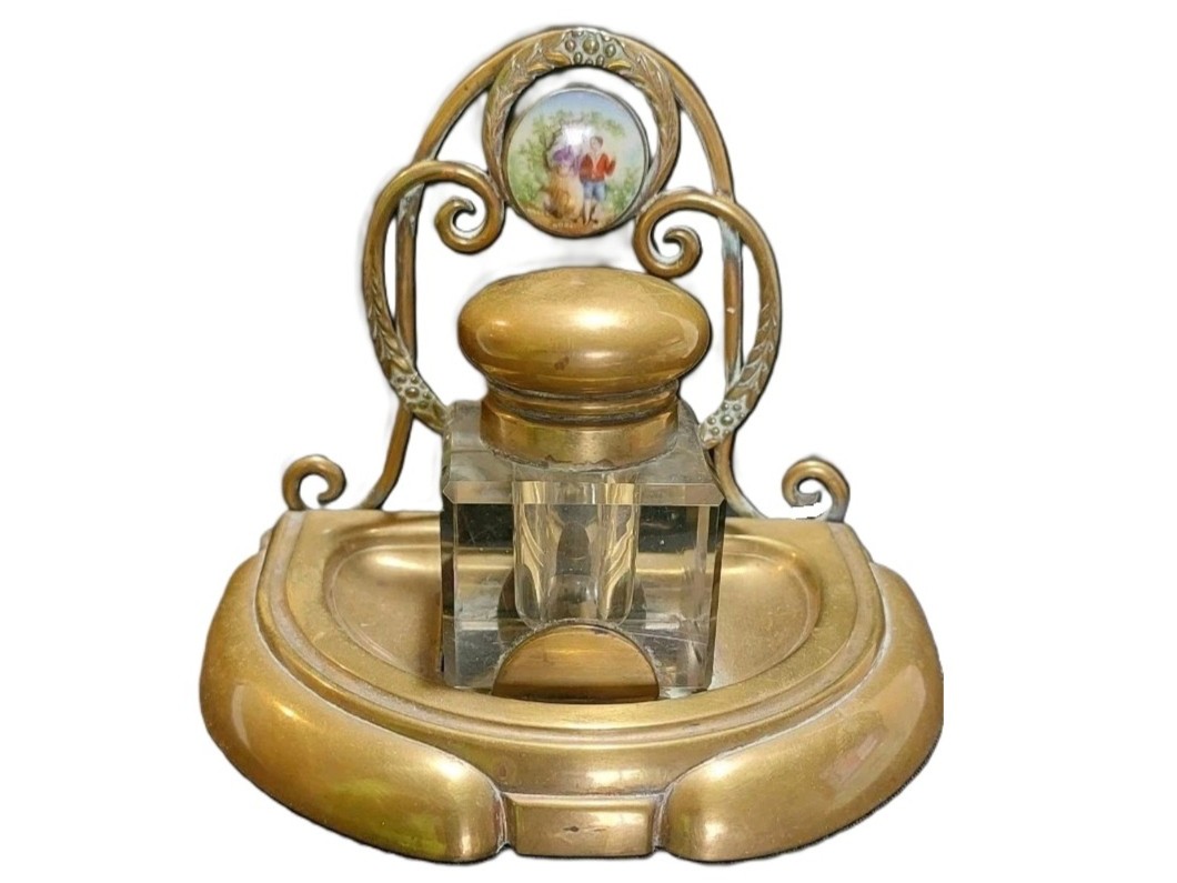 Inkstand with Porcelain Picture