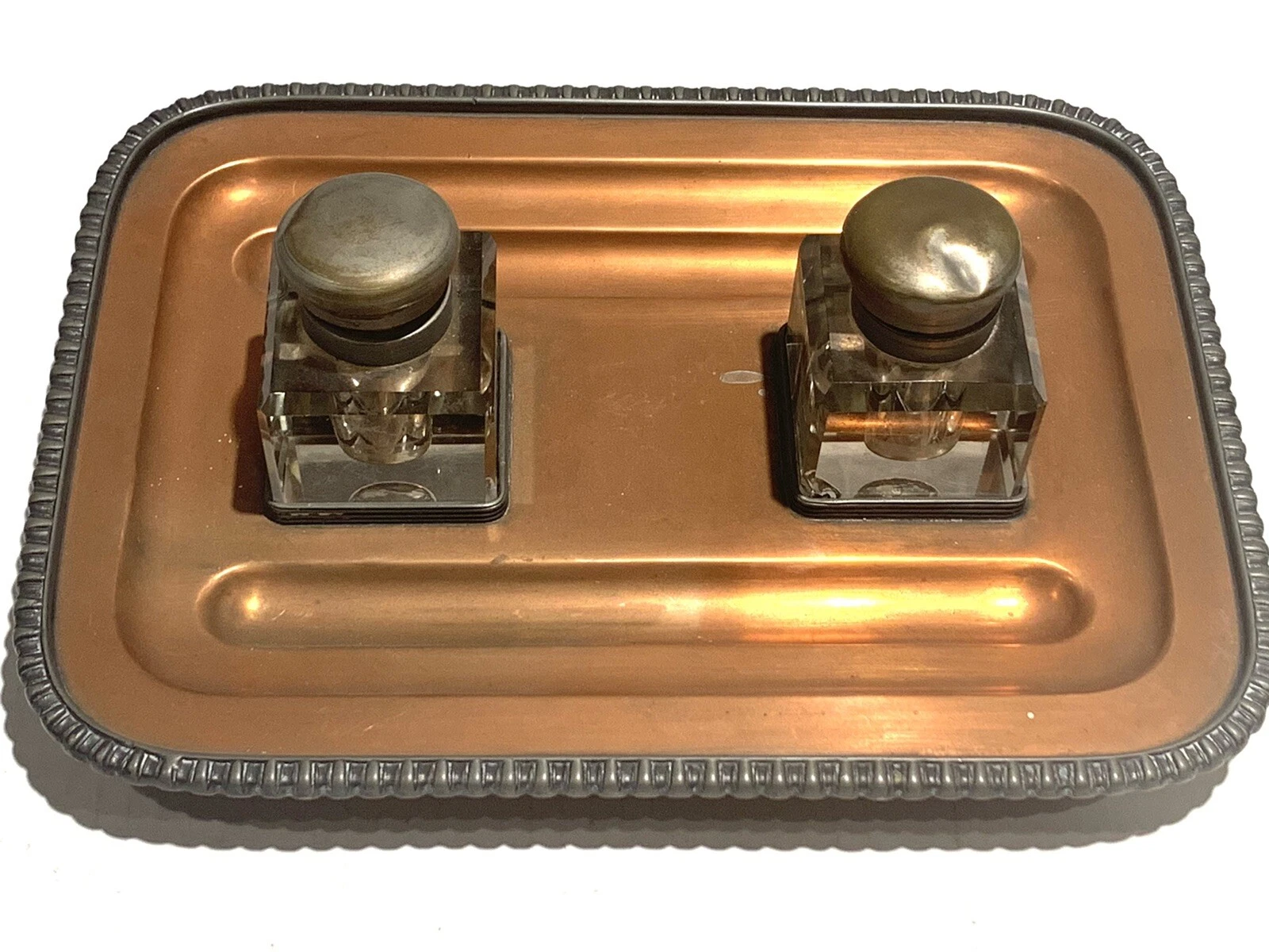 Silverplated Base – Now Copper Double Inkstand