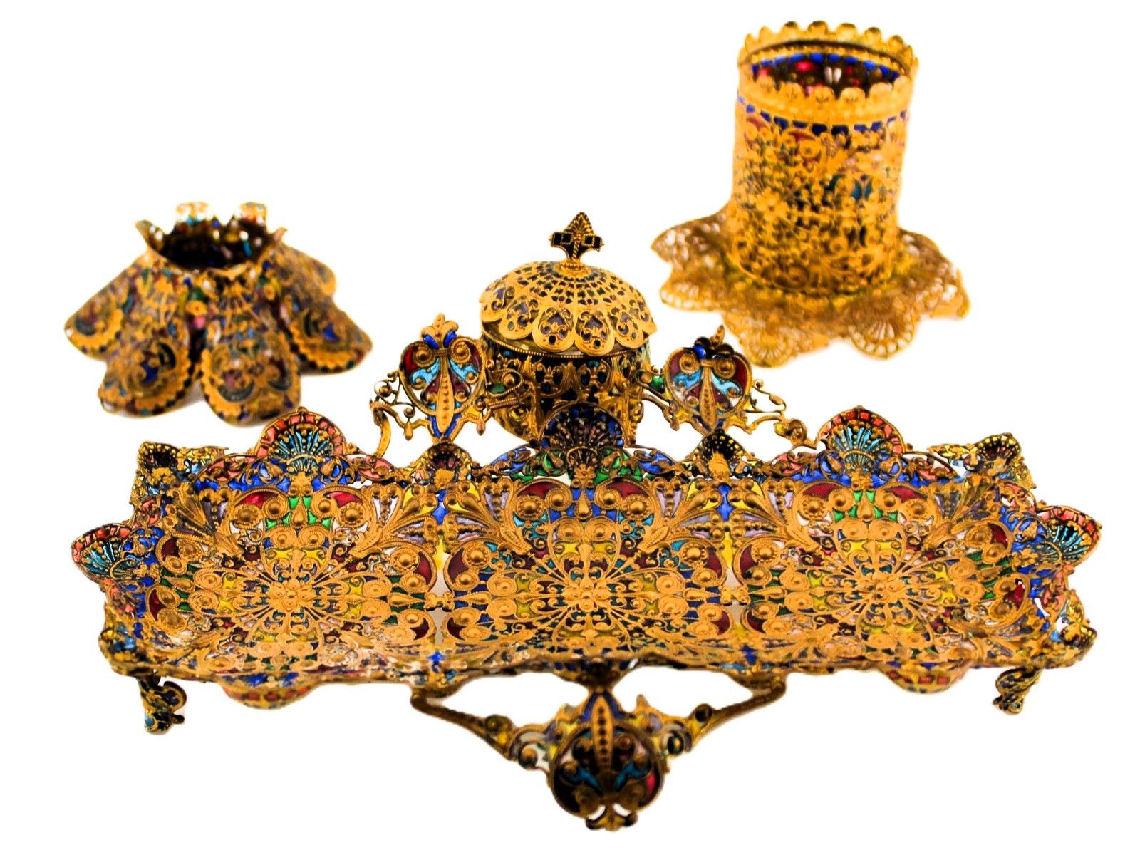 Plique-à-jour Enameled Desk Set