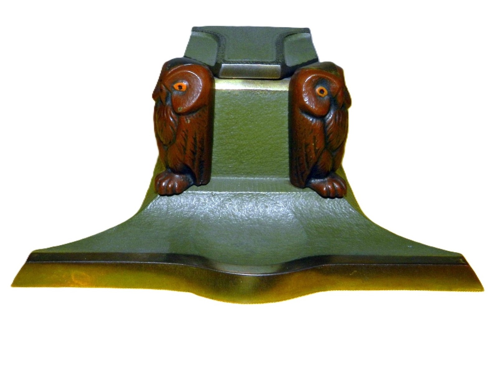 Cast Iron Inkstand with Owl Motif