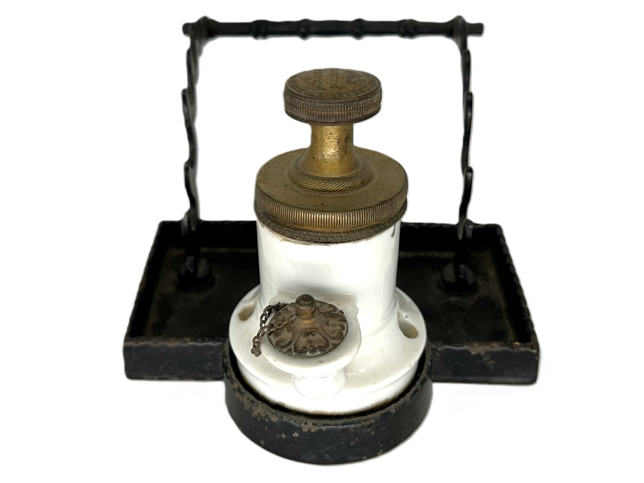 Cast Iron Inkstand with Pump Inkwell