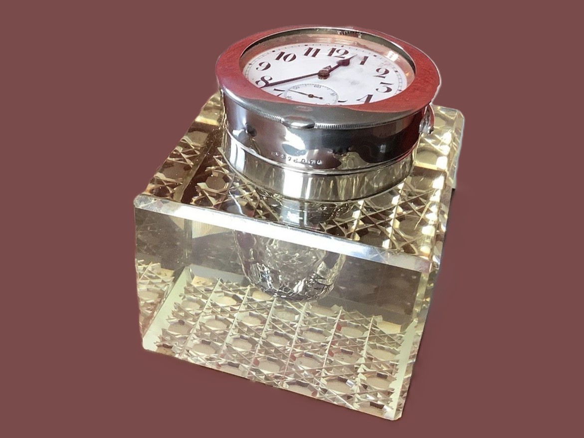 Inkwell and Pocket Watch Combination