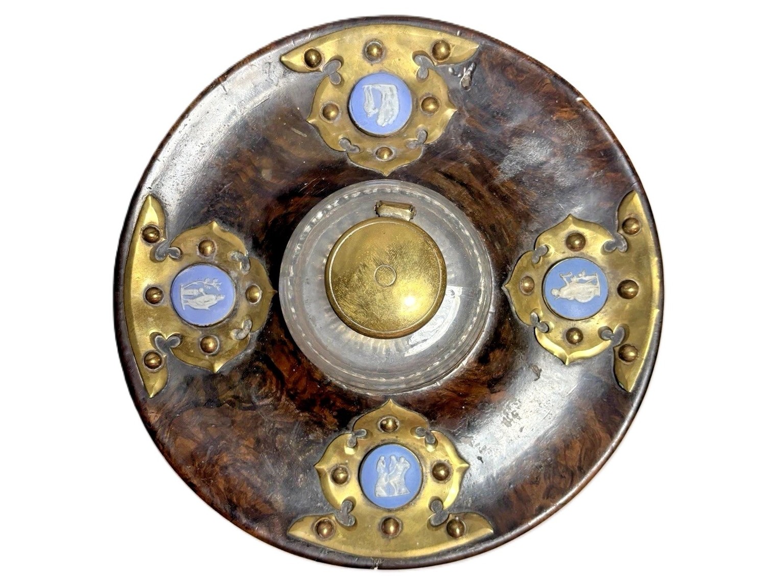 Walnut Inkstand with Jasperware Plaques