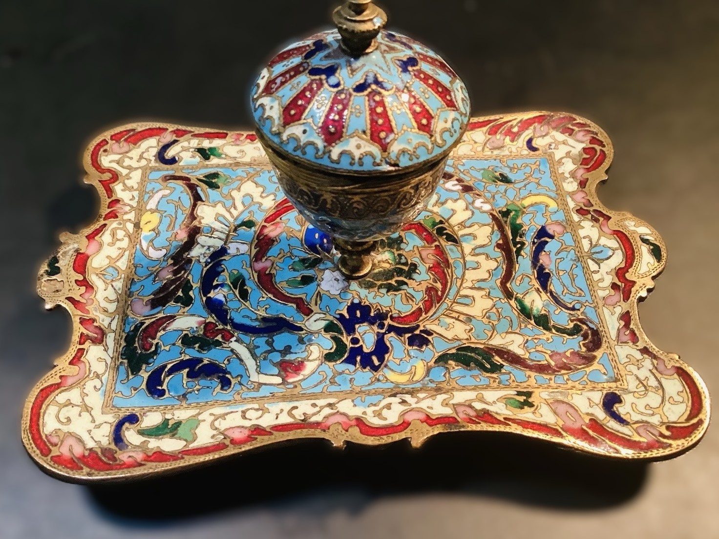 Champlevé Enamel Inkstand