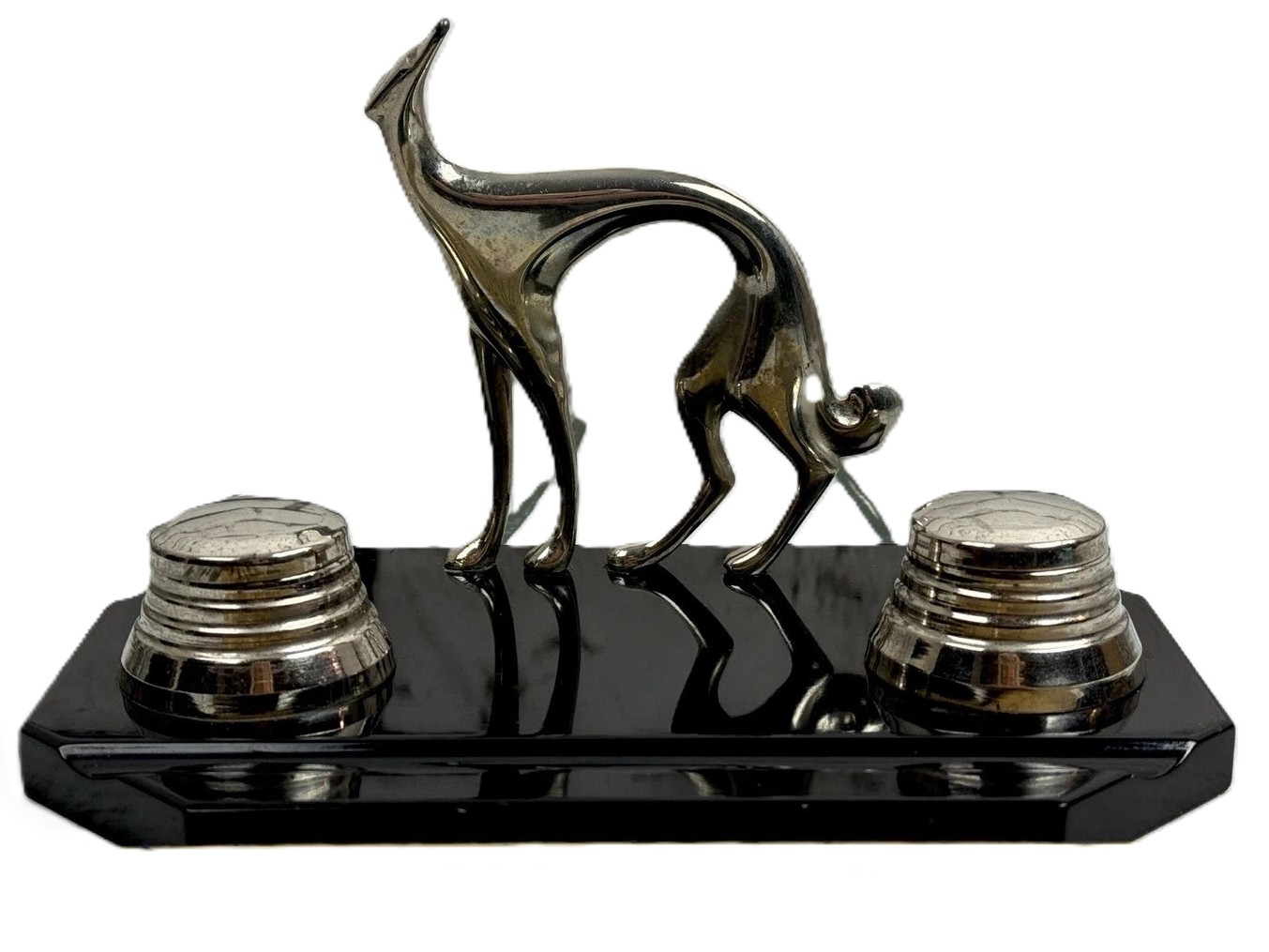 Art Deco Greyhound Double Inkstand