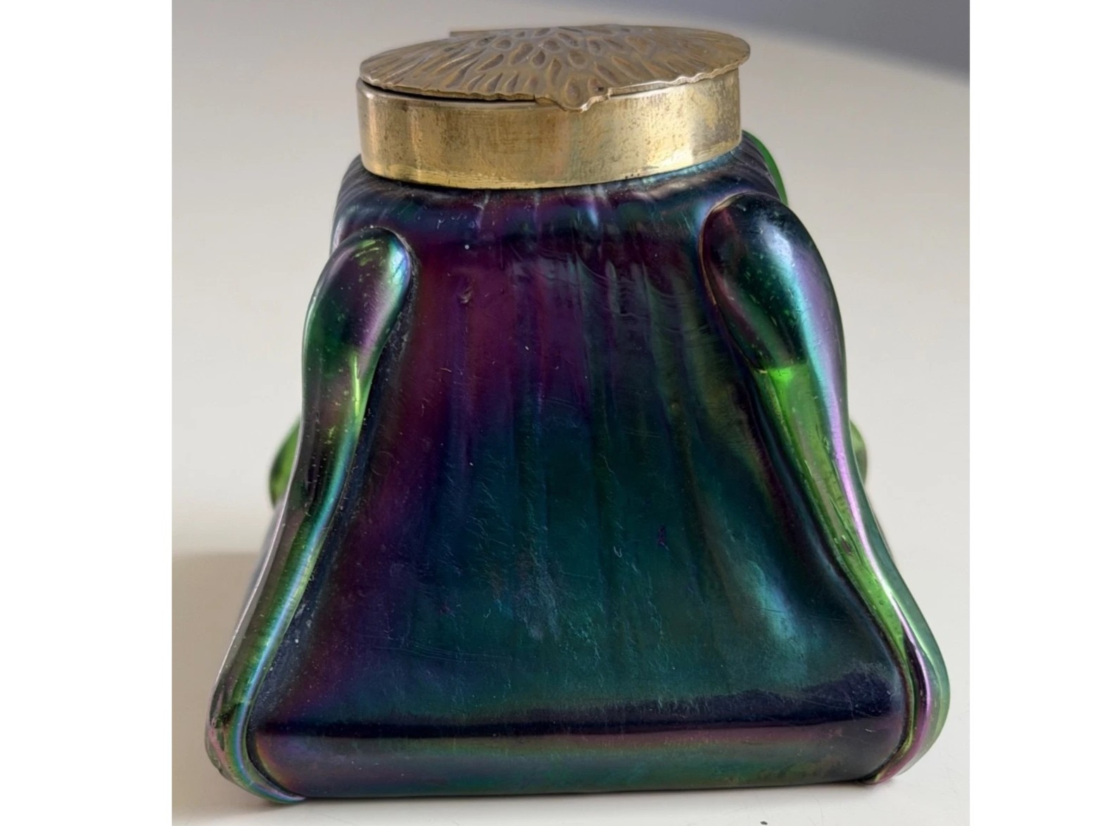Kralik Iridescent Art Glass Inkwell