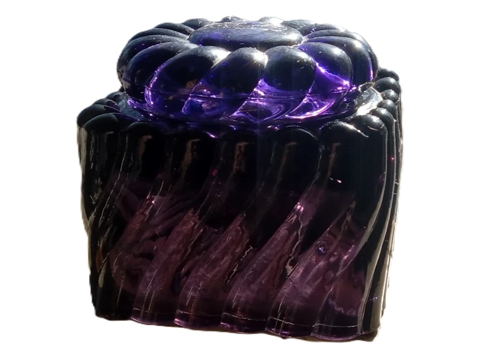 Amethyst Pressed Glass Inkwell