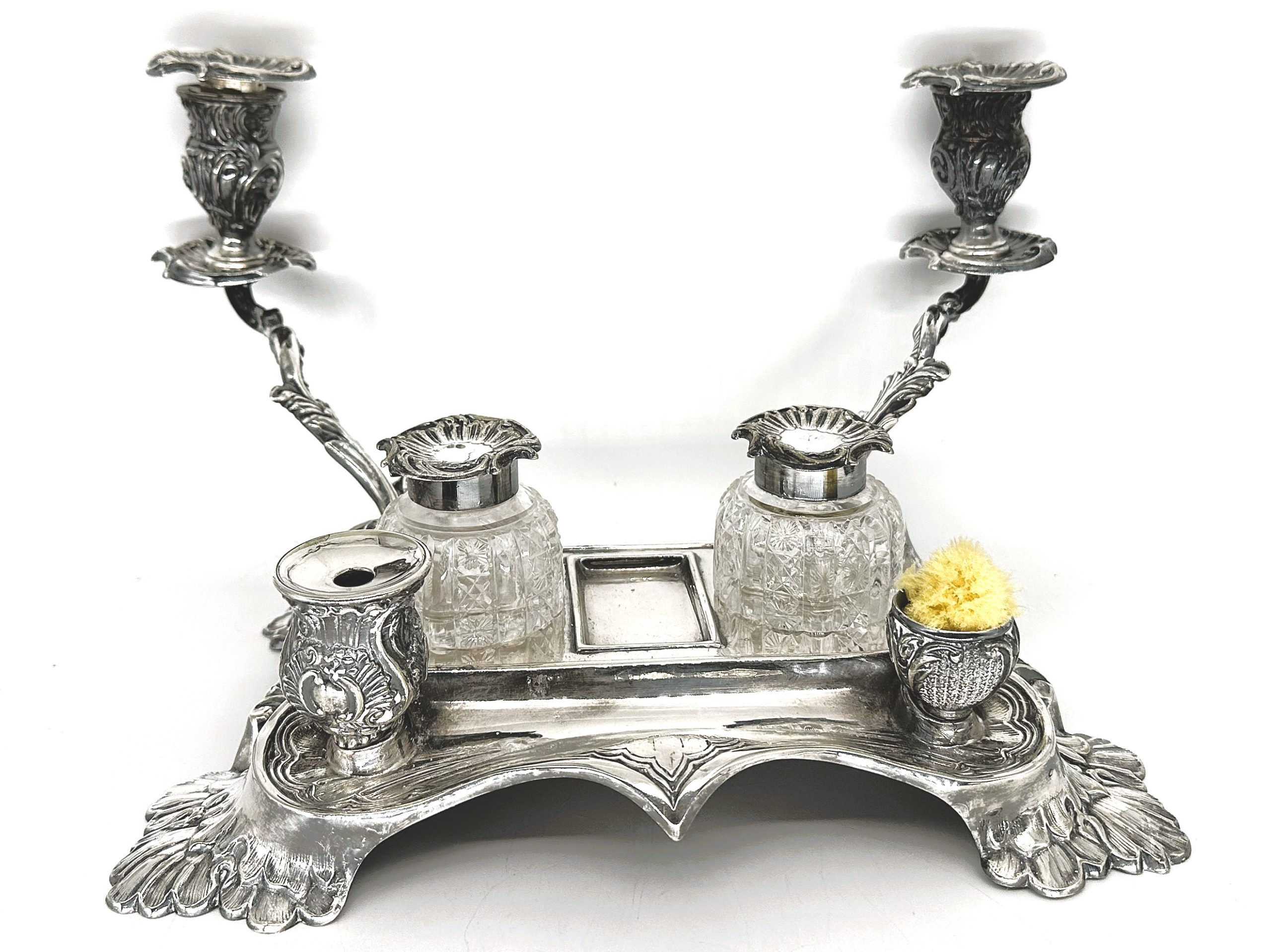 Grand Victorian Silverplated Inkstand