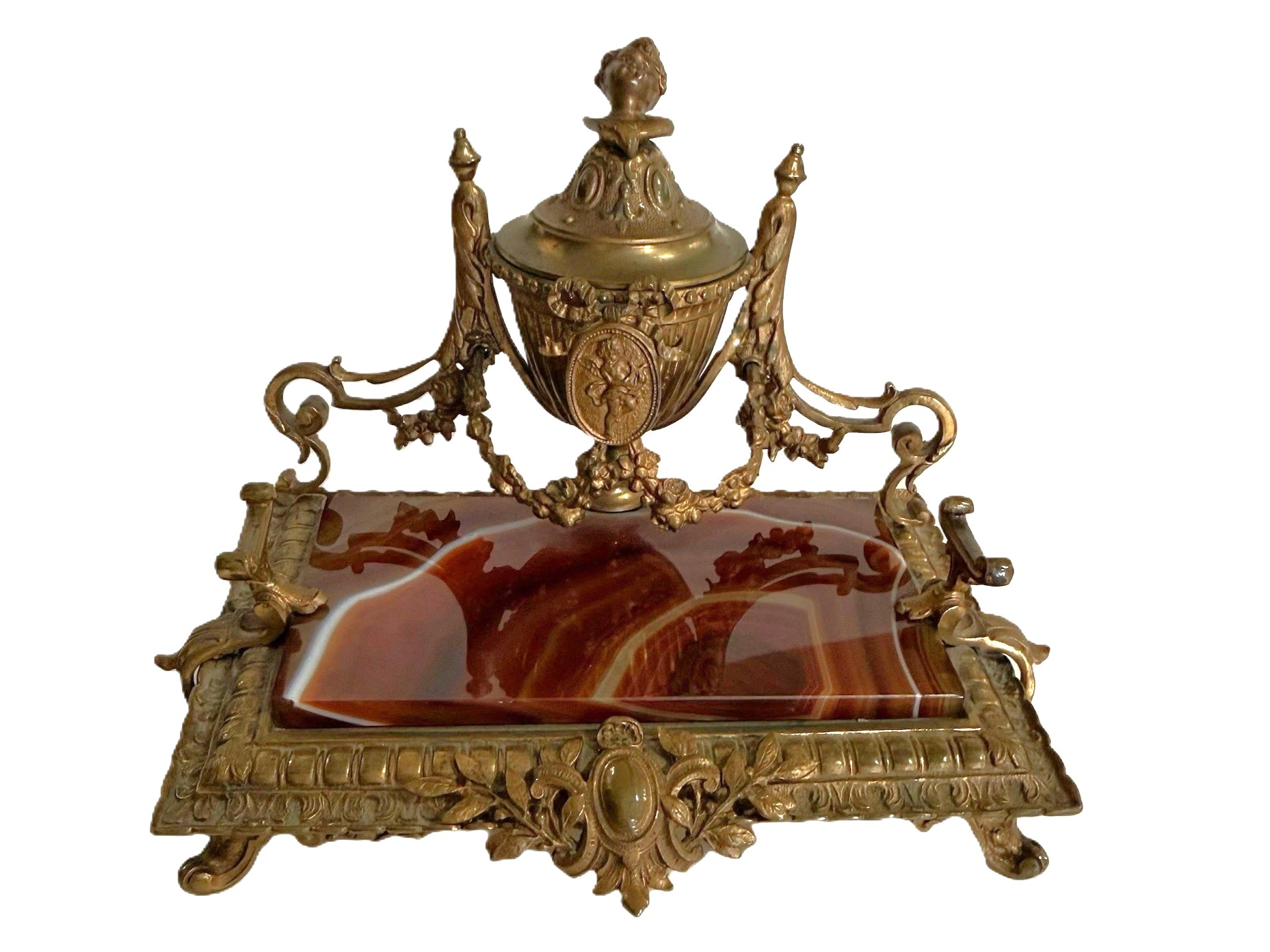 Gilt-Bronze and Banded Agate Inkstand