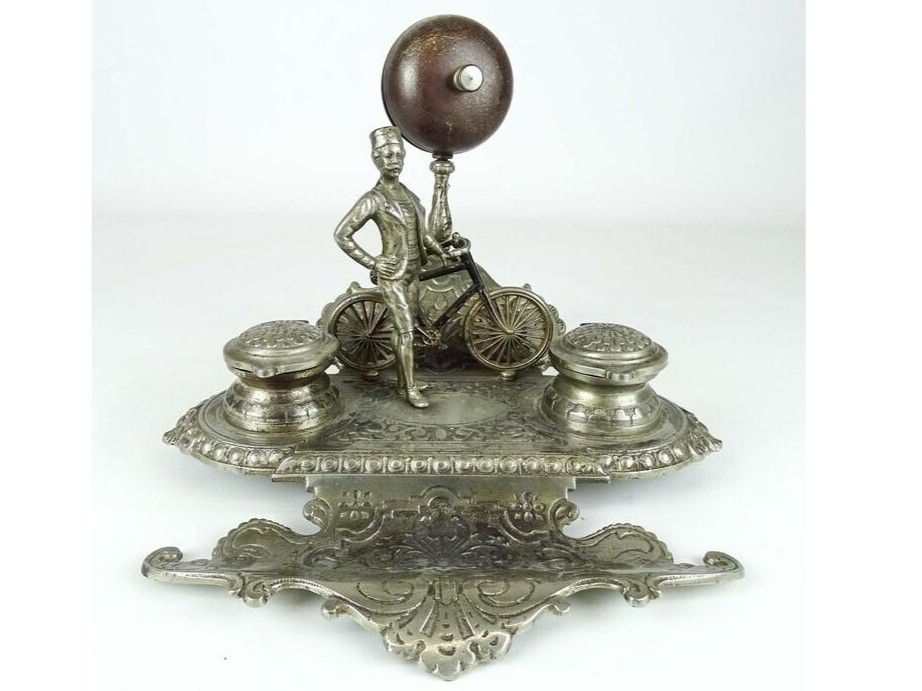 Bicyclist Inkstand with Bell