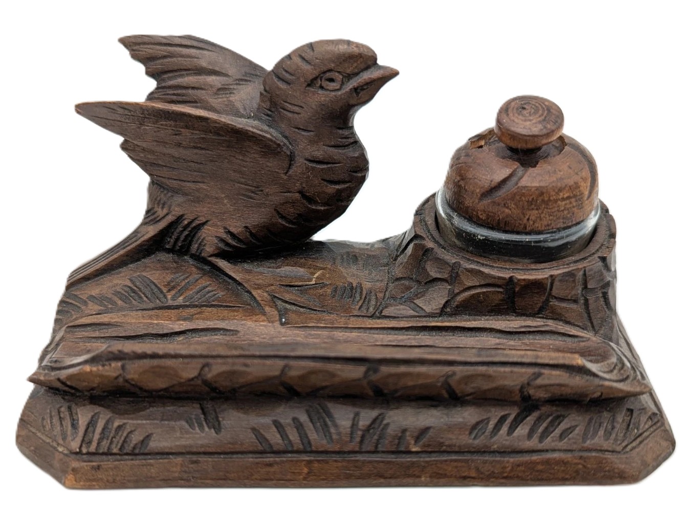 Hand Carved Bird Inkstand