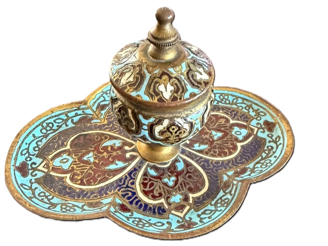 French Champlevé Enamel Inkstand