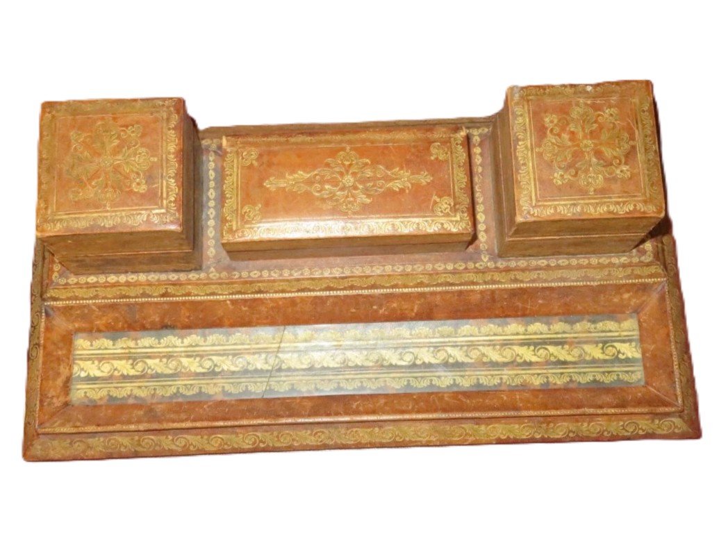 Leather-on-Wood Double Inkstand