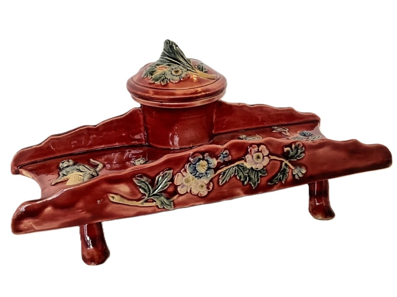 Majolica Inkstand – Cats on Unicycles
