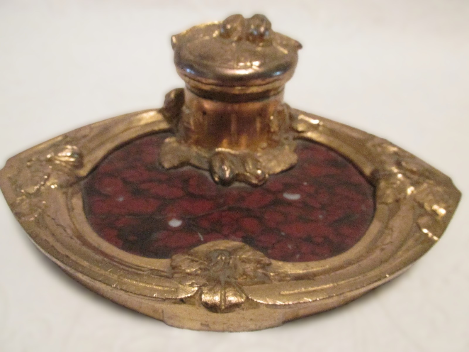 French Gilt Bronze and Marble Inkstand