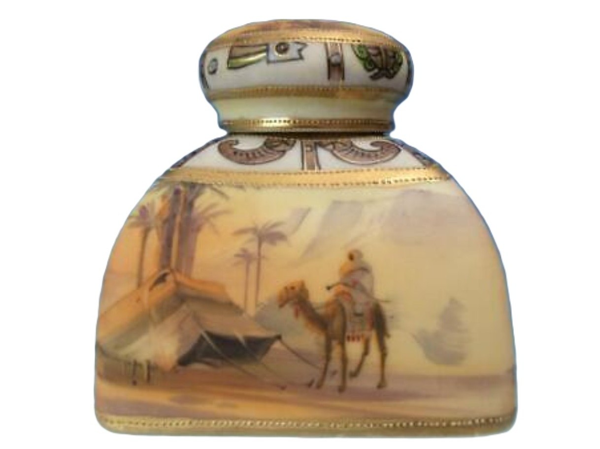 Nippon Desert Scene Porcelain Inkwell