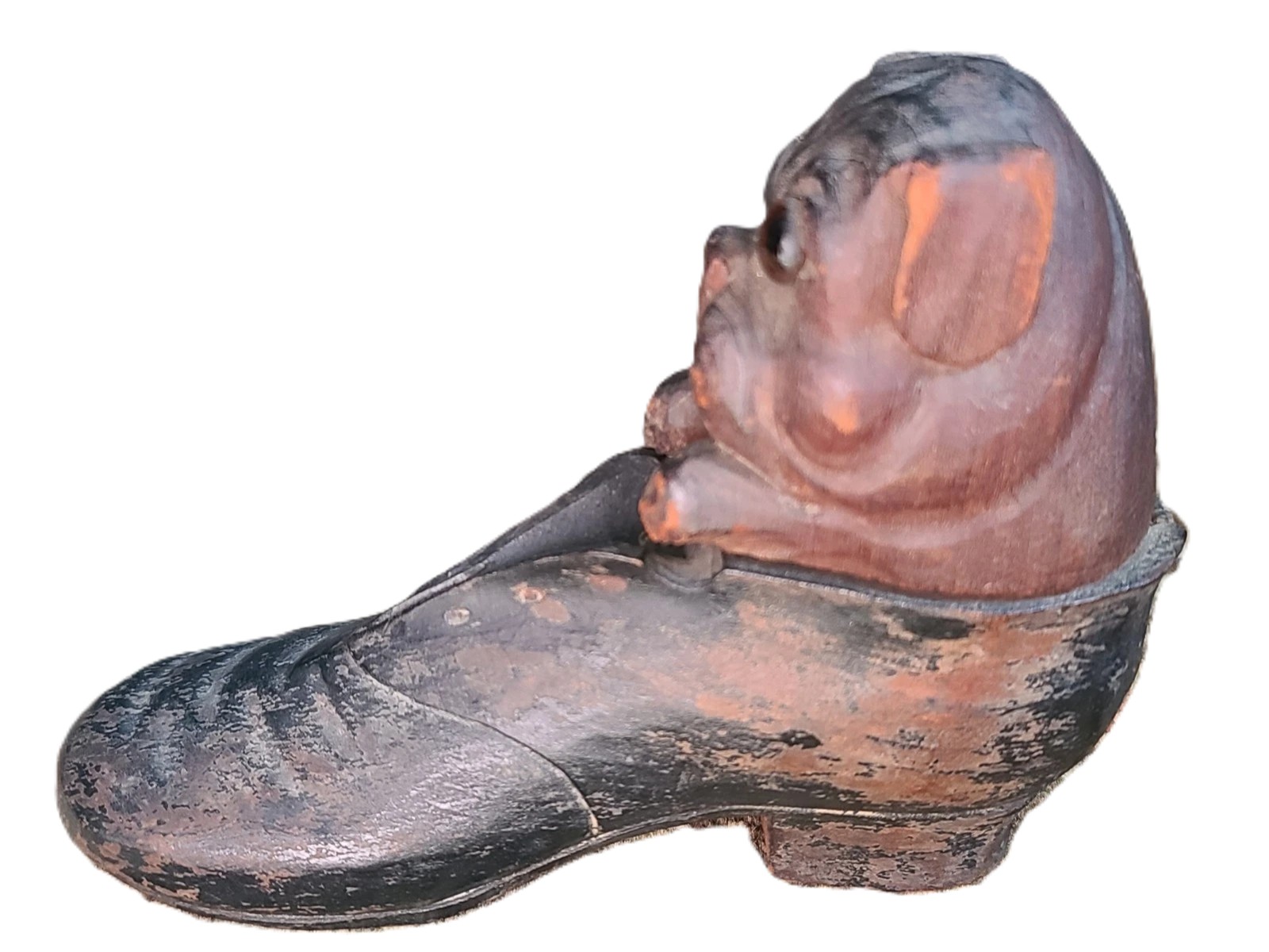 Hand Carved Dog-in-a-Shoe